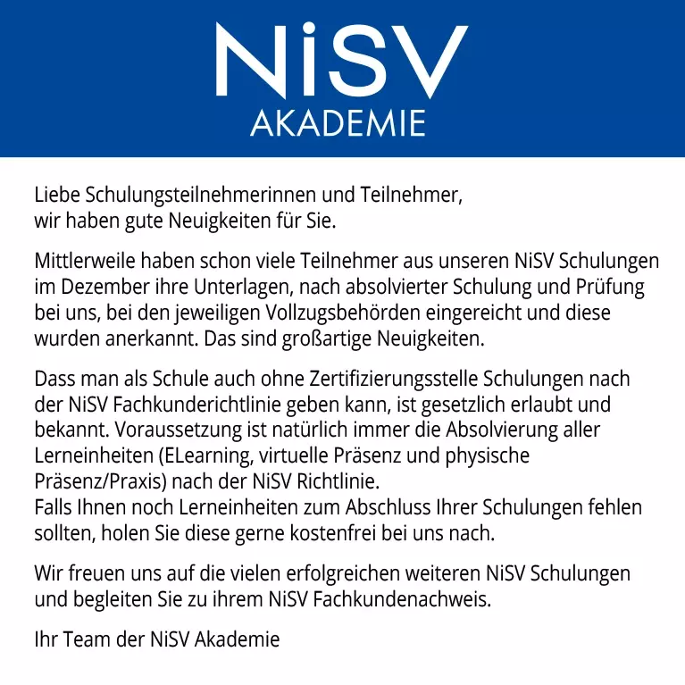 Wer muss NiSV Schulung machen?