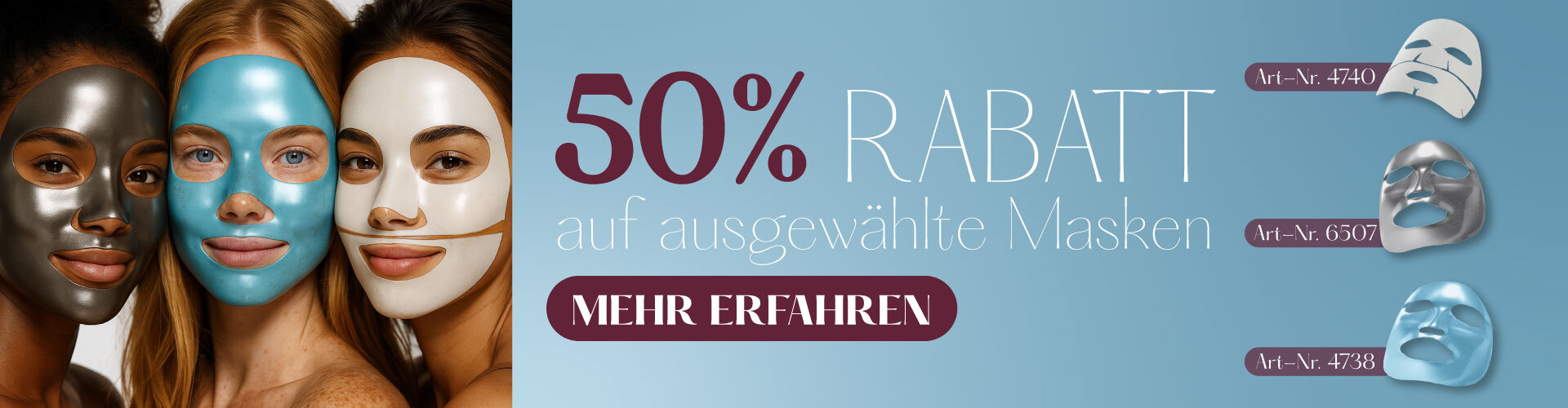 50% Rabatt auf ausgewählte Masken